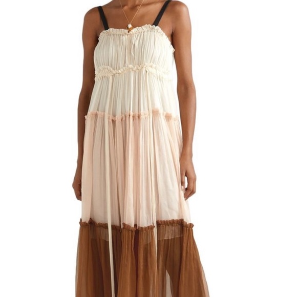 Lee Mathew’s Cecilia Crinkle Silk Tiered Maxi Dress Size 2 Medium - Picture 7 of 7